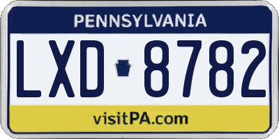 PA license plate LXD8782
