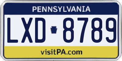 PA license plate LXD8789