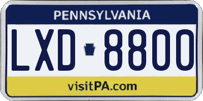 PA license plate LXD8800