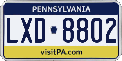 PA license plate LXD8802