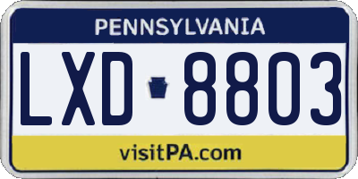 PA license plate LXD8803