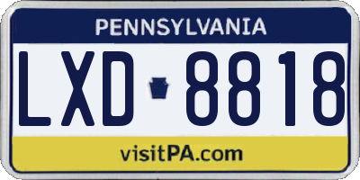 PA license plate LXD8818