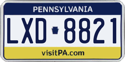 PA license plate LXD8821