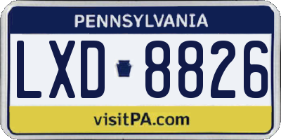 PA license plate LXD8826