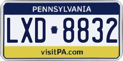 PA license plate LXD8832