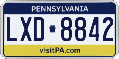 PA license plate LXD8842
