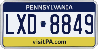 PA license plate LXD8849