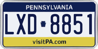 PA license plate LXD8851