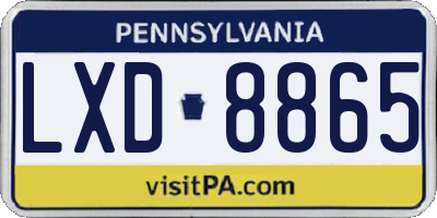 PA license plate LXD8865