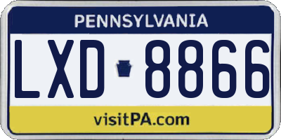 PA license plate LXD8866