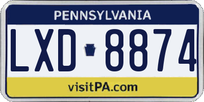 PA license plate LXD8874