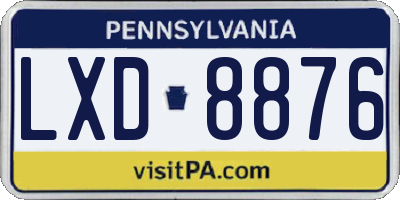 PA license plate LXD8876