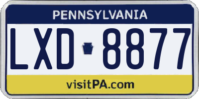 PA license plate LXD8877