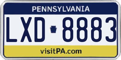 PA license plate LXD8883