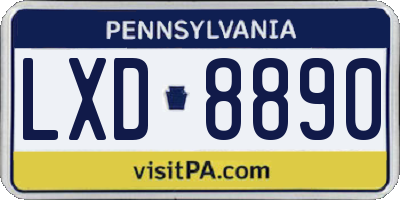 PA license plate LXD8890