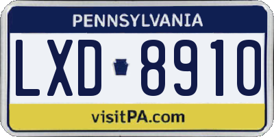 PA license plate LXD8910