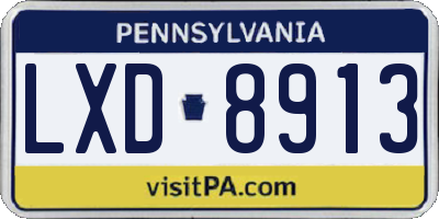 PA license plate LXD8913