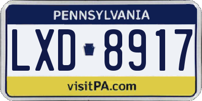 PA license plate LXD8917