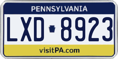PA license plate LXD8923
