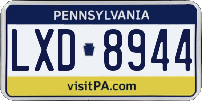 PA license plate LXD8944