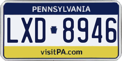 PA license plate LXD8946