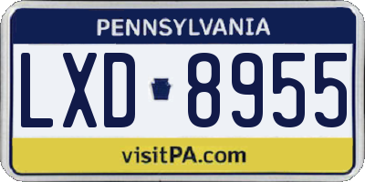 PA license plate LXD8955