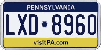 PA license plate LXD8960