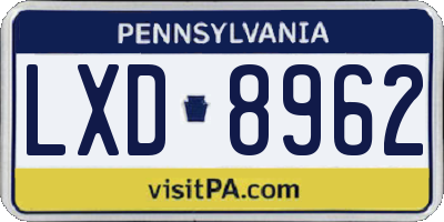 PA license plate LXD8962