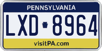 PA license plate LXD8964