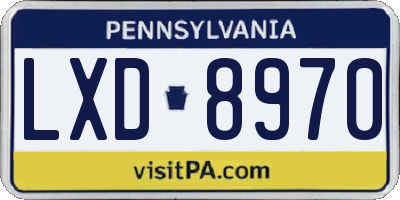 PA license plate LXD8970