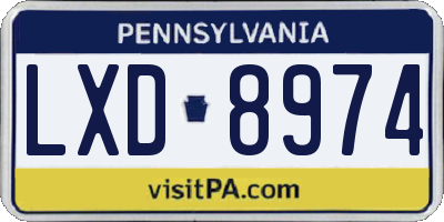 PA license plate LXD8974