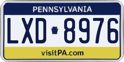PA license plate LXD8976