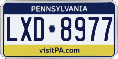 PA license plate LXD8977