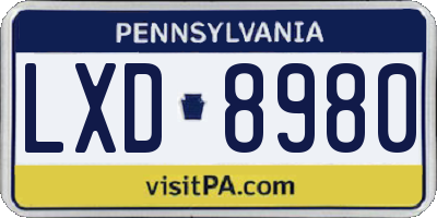 PA license plate LXD8980