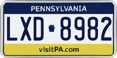 PA license plate LXD8982