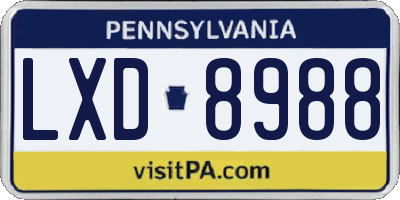 PA license plate LXD8988
