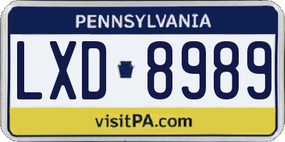PA license plate LXD8989
