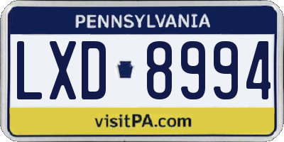 PA license plate LXD8994