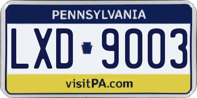 PA license plate LXD9003