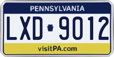 PA license plate LXD9012