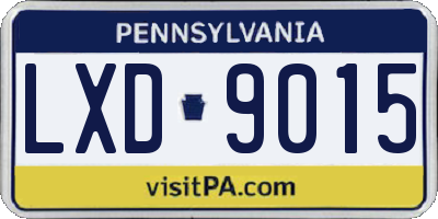 PA license plate LXD9015