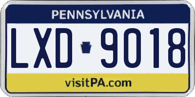 PA license plate LXD9018