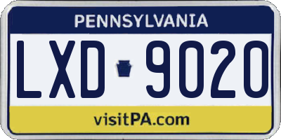 PA license plate LXD9020