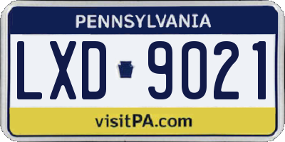 PA license plate LXD9021