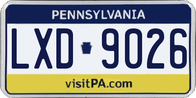 PA license plate LXD9026