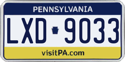 PA license plate LXD9033