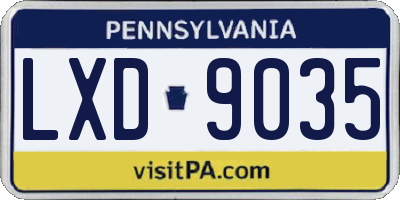 PA license plate LXD9035