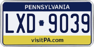 PA license plate LXD9039