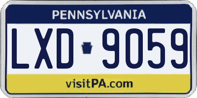 PA license plate LXD9059
