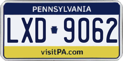 PA license plate LXD9062